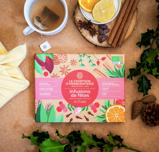Coffret 6 infusions de fêtes 30 infusettes bio Comptoir d'Herboristerie