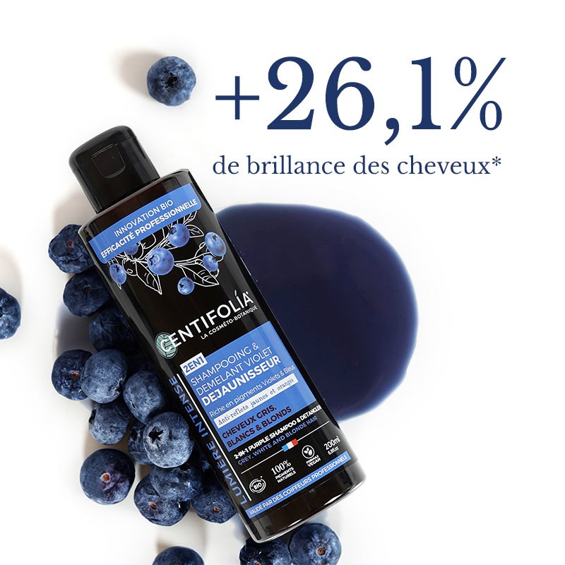 Shampoing et démêlant violet déjaunisseur 2 en 1 Centifolia